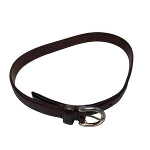 Eddie Bauer Women's Small Brown Leather Belt With Silver Buckle 5 Sizing Holes